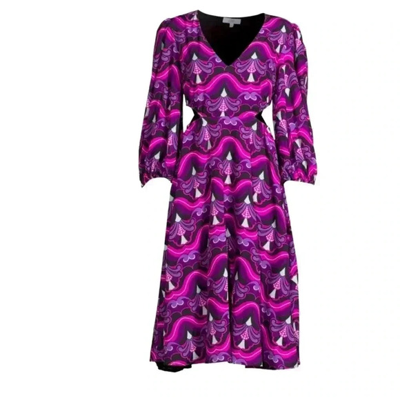 Area Stars Dresses & Skirts - Area Stars Cutout Midriff Long Sleeve Dress NWT Size Large Holiday Party